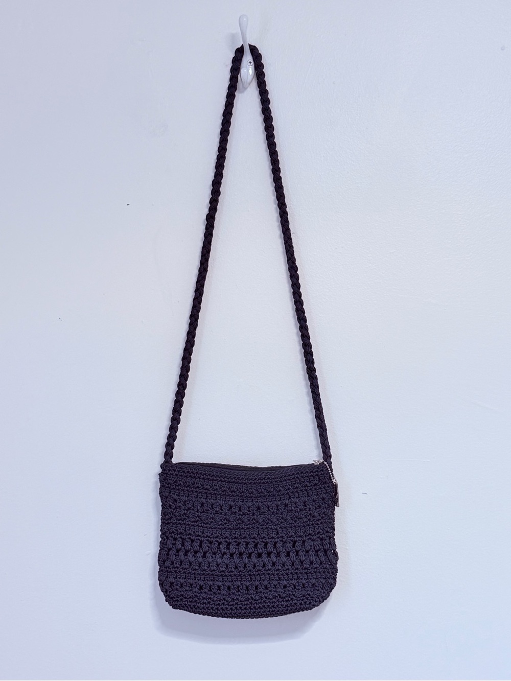 Lina Handbag Navy Woven Crochet Shoulder crossbody handbag
